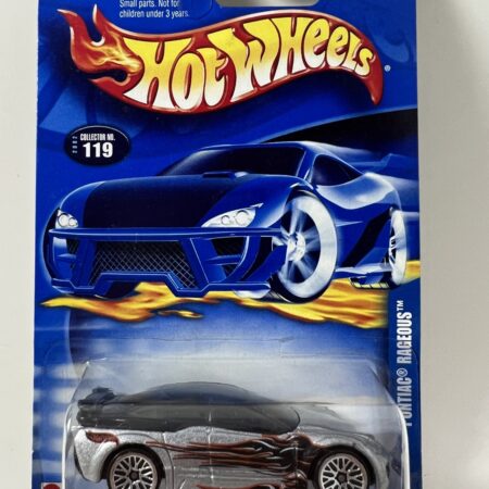 Hot Wheels Pontiac Rageous Car Vehicle Silver Graphics Diecast 1/64 Scale #119