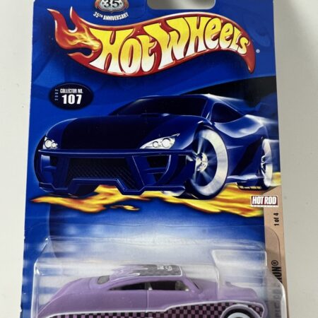 hot wheels 1:64 diecast car in packaging blue card front view purple custom car collectible