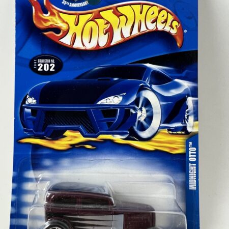 2002 Hot Wheels Mainline/Collector #202 MIDNIGHT OTTO Maroon w/Chrome Pr5 Spokes