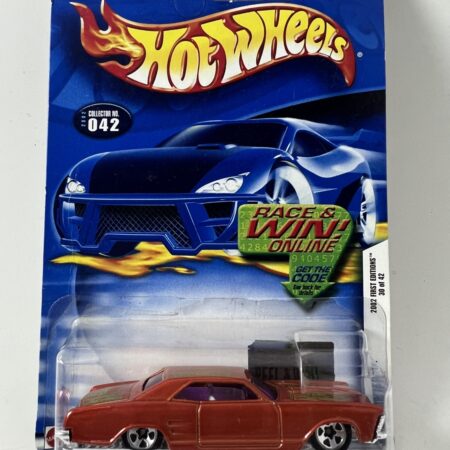hot wheels 1:64 diecast car in packaging blue card front view red muscle car collectible