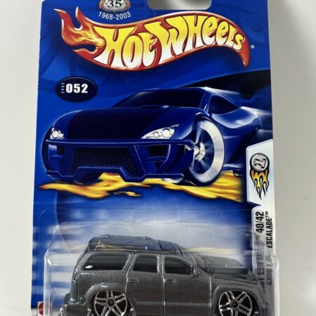 hot wheels 1:64 diecast car in packaging blue card front view gray suv collectible