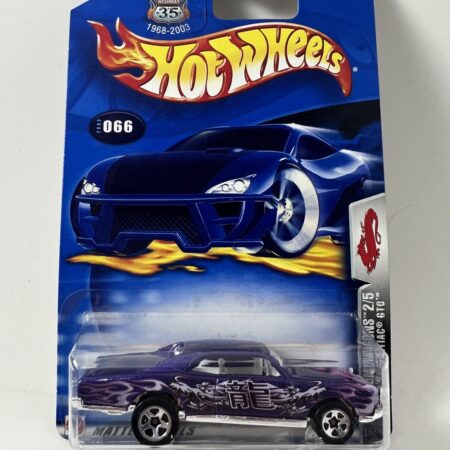 hot wheels 1:64 diecast car in packaging blue card front view purple custom car collectible