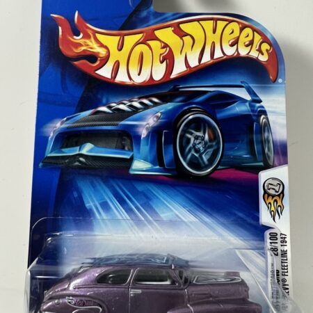 hot wheels 1:64 diecast car in packaging blue card front view purple sedan collectible