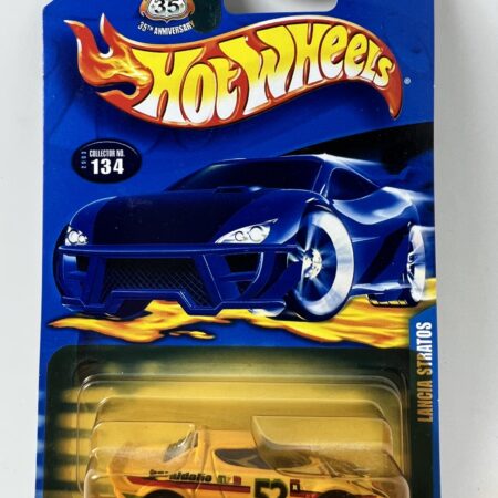 2003 Hot Wheels Mainline/Collector #134 LANCIA STRATOS Yellow w/Gold Pr5 Spokes