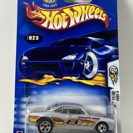 hot wheels 1:64 diecast car in packaging blue card front view silver custom car collectible