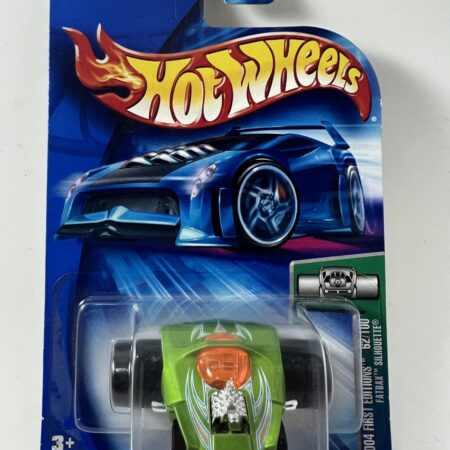 hot wheels 1:64 diecast car in packaging blue card front view green custom car collectible