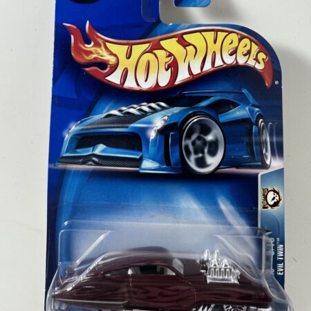 hot wheels 1:64 diecast car in packaging blue card front view dark red car collectible