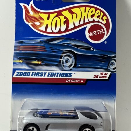 hot wheels 2000 first editions diecast car in packaging blue card front view white futuristic car collectible