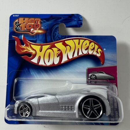 hot wheels 1:64 diecast car in packaging blue card front view silver luxury car collectible