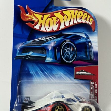 hot wheels 1:64 diecast car in packaging blue card front view white sports car collectible