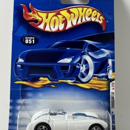 hot wheels 1:64 diecast car in packaging blue card front view white sports car collectible