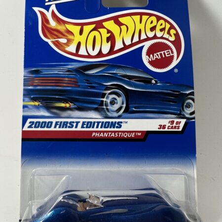 hot wheels 2000 first editions diecast car in packaging blue card front view blue car collectible