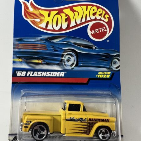 hot wheels 56 flashsider diecast pickup truck in packaging blue card front view yellow collectible