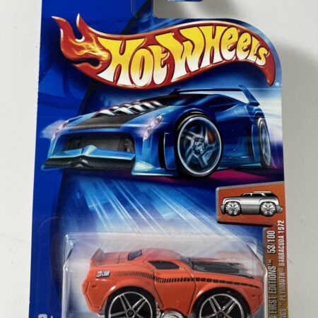 hot wheels 1:64 diecast car in packaging blue card front view orange custom car collectible