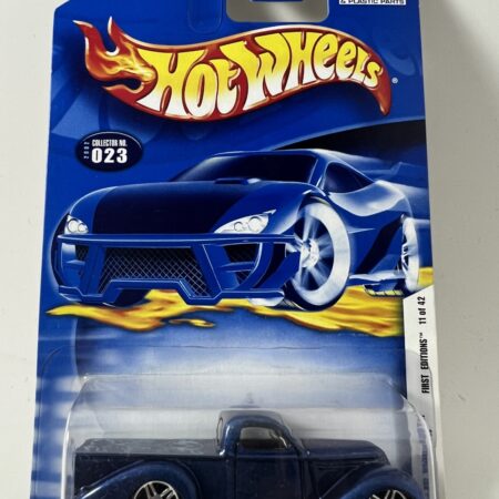 hot wheels 1:64 diecast car in packaging blue card front view dark custom car collectible