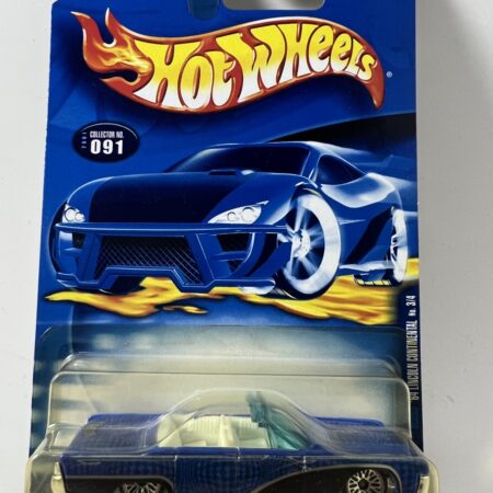 hot wheels 1:64 diecast car in packaging blue card front view dark green car collectible