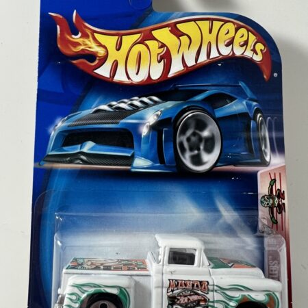 hot wheels 1:64 diecast car in packaging blue card front view white pickup truck collectible