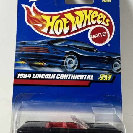hot wheels 1964 lincoln continental diecast car in packaging blue card front view collectible