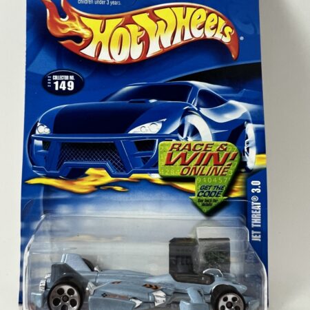 2002 Hot Wheels Mainline/Collector #149 JET THREAT 3.0 Light Blue w/Chrome5DotSp
