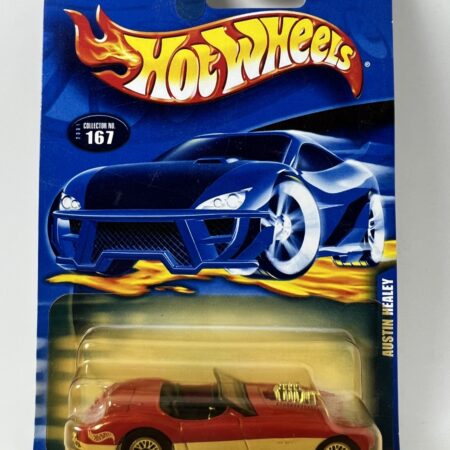 2001 Hot Wheels Austin Healey #167 Red And White Car Die-Cast 1:64