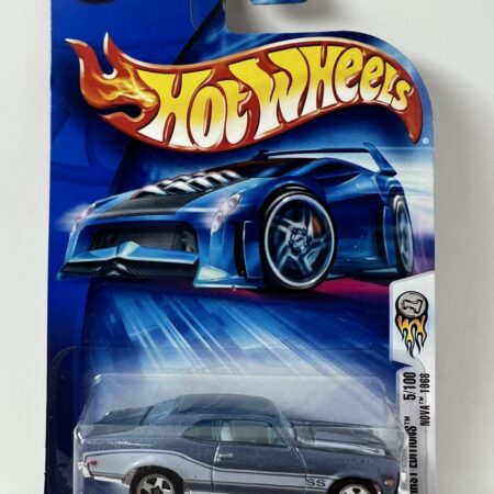 2004 HOT WHEELS FIRST EDITIONS 1968 CHEVY NOVA #5/100 BLUE WITH STRIPE