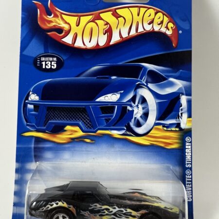 Hot Wheels Corvette Stingray 2001 Collector No. 135 Black With Flames