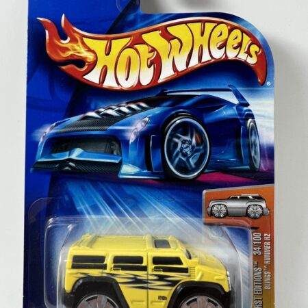 2003 Hot Wheels #34 First Editions 34/100 BLINGS HUMMER H2 Yellow w/Chrome Bling