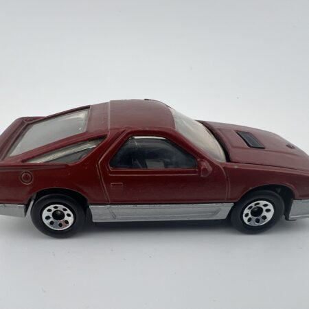 red compact pickup style diecast car side view right profile vintage toy model