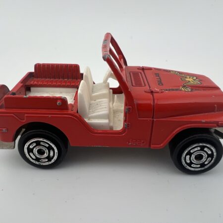 red jeep diecast vehicle open top interior view vintage toy car