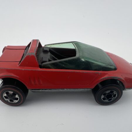 what makes a hot wheels car valuable red Hot Wheels dune buggy convertible side view black interior off road style vehicle