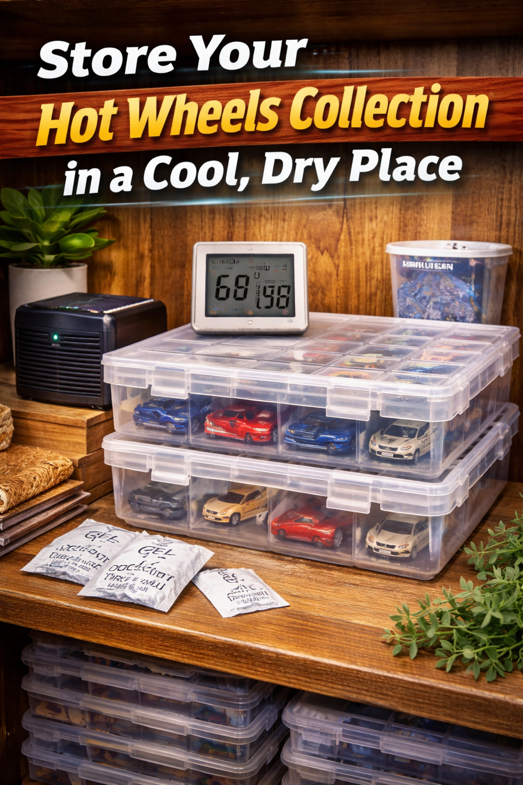 store hot wheels collection in a cool dry place using storage bins with humidity control and organized display