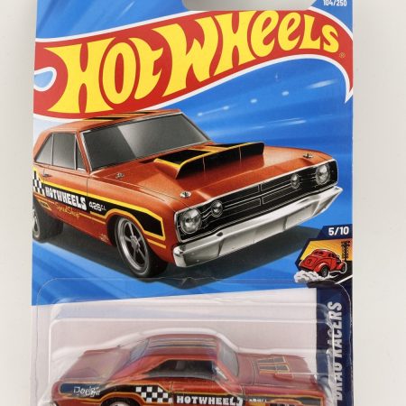Hot Wheels 1968 Dodge Dart Drag Racers diecast car in original packaging with colorful artwork and Mattel branding, 1:64 scale collectible