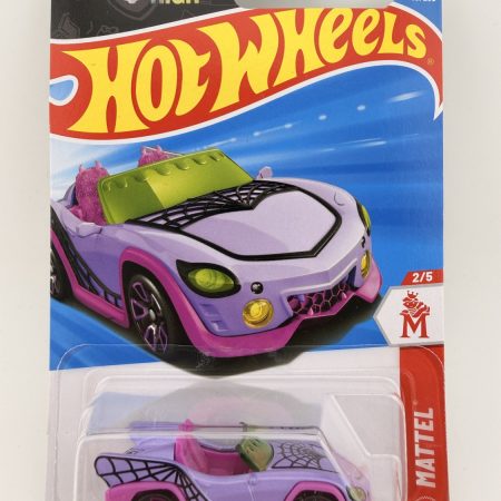 Hot Wheels Monster High Ghoul Mobile diecast car in original packaging with colorful artwork and Mattel branding, 1:64 scale collectible