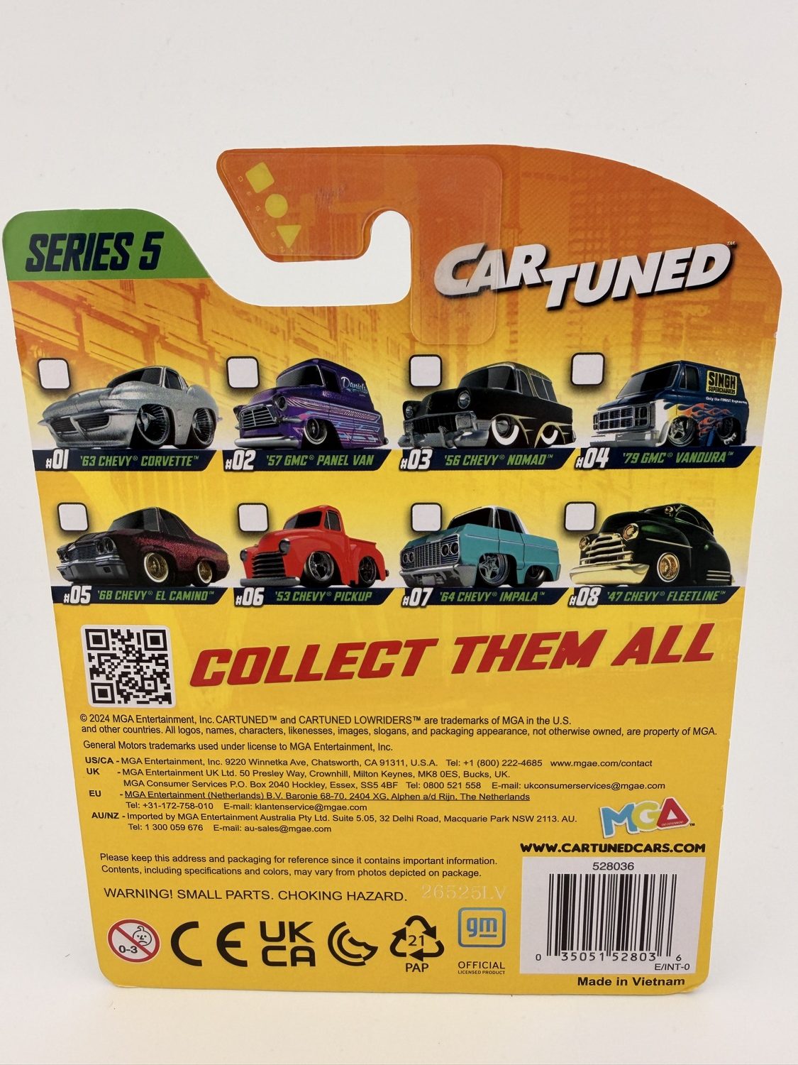 Back of Cartuned 64 Chevy Impala Series 5 packaging showing collection lineup