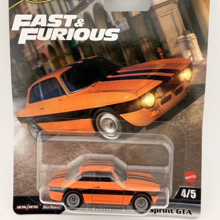 Hot Wheels Fast and Furious Alfa Romeo Giulia Sprint GTA premium diecast car orange with black stripes in original packaging