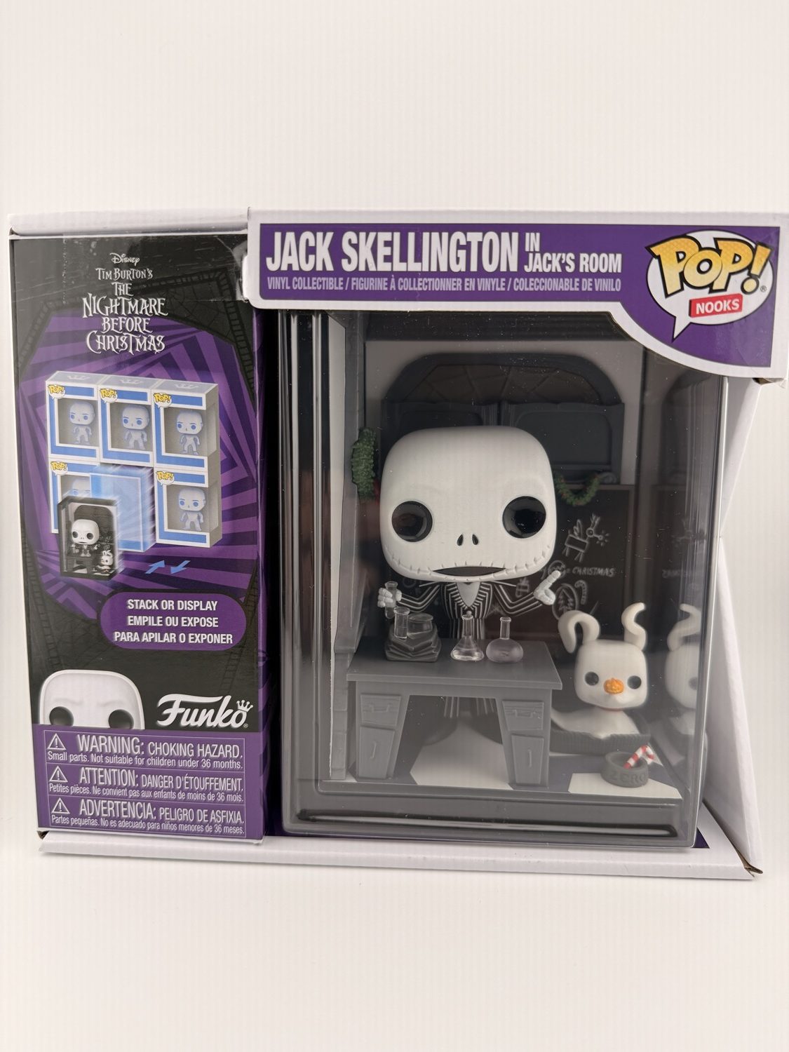 Funko Pop Nooks Jack Skellington in Jack’s Room Nightmare Before Christmas figure in box with display scene
