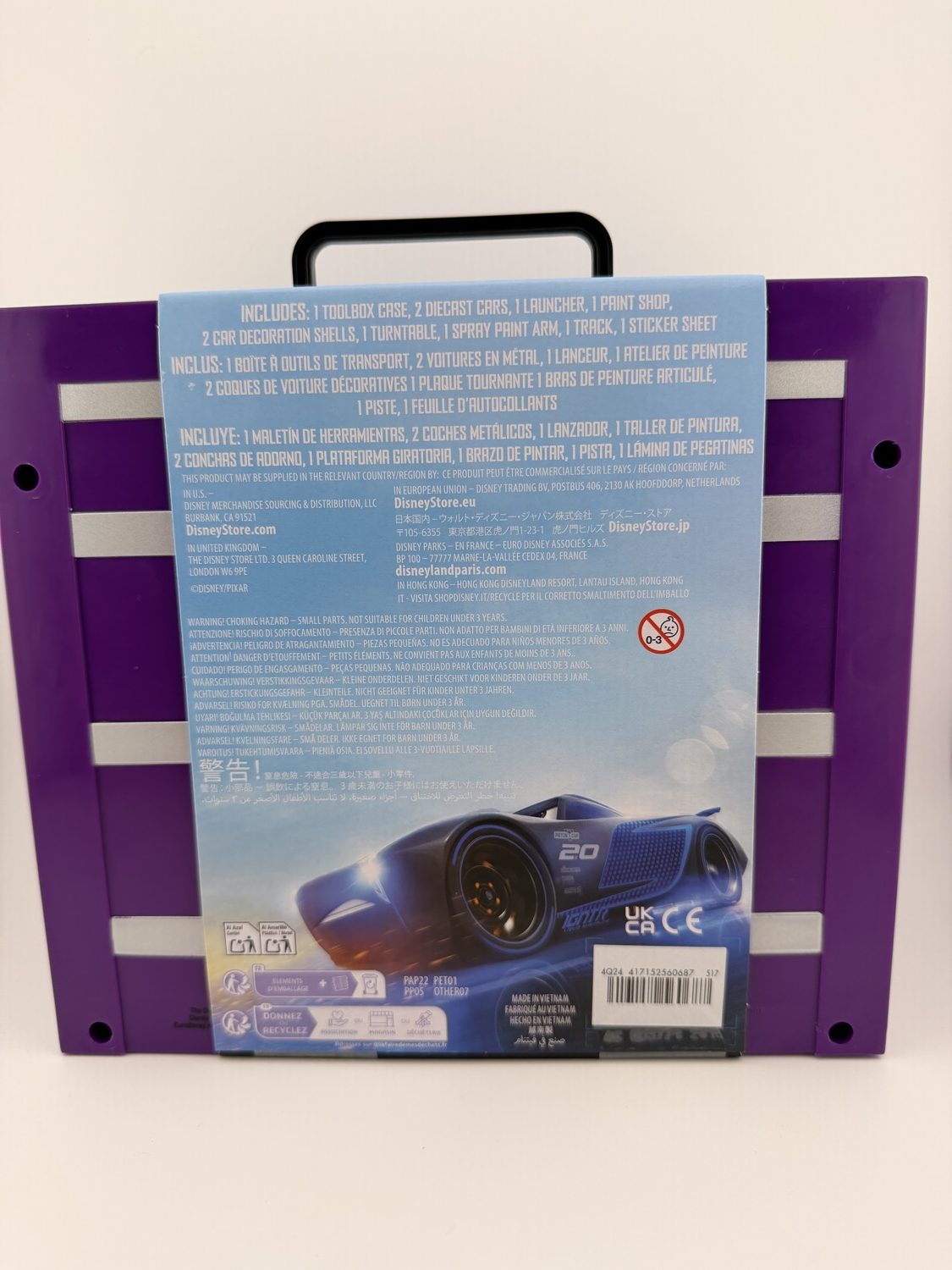 Disney Cars Ramone Body Shop playset packaging back showing included accessories and features