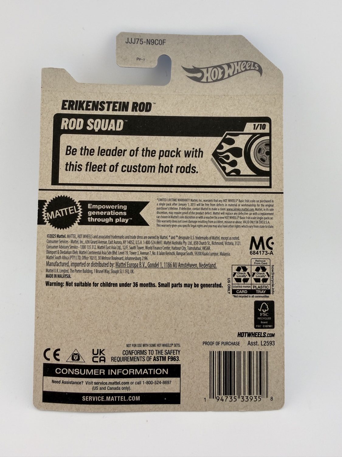 Hot Wheels Erikenstein Rod Green Rod Squad 117/250 Diecast Car - Image 2